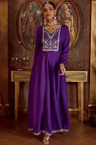 Women Embroidered Empire Kurta with Trousers & With Dupatta