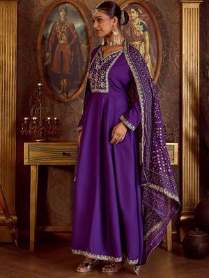 Women Embroidered Empire Kurta with Trousers & With Dupatta 7