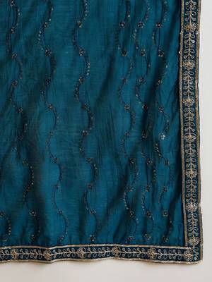 Women Ethnic Motifs Embroidered Regular Kurta with Trousers & With Dupatta 4