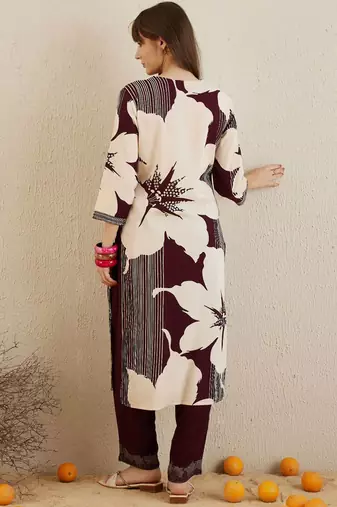 Women Floral Printed Regular Sequinned Kurta with Palazzos