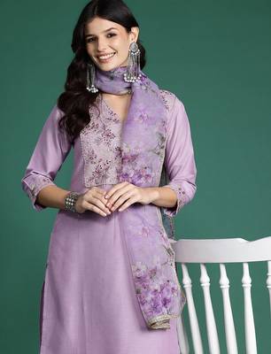 Ethnic Motifs Embroidered Kurta with Trousers & With Dupatta 2