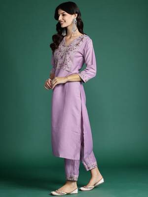 Ethnic Motifs Embroidered Kurta with Trousers & With Dupatta 6