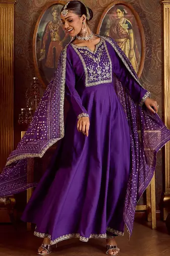 Ethnic Motifs Embroidered Sequinned Kurta with Trousers & Dupatta