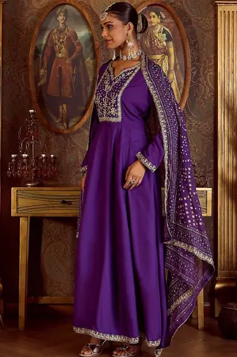 Ethnic Motifs Embroidered Sequinned Kurta with Trousers & Dupatta