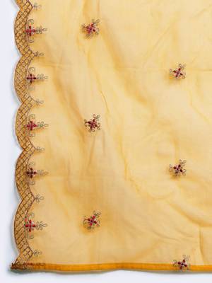 Women Ethnic Motifs Embroidered Gotta Patti Kurta with Trousers & Dupatta 4