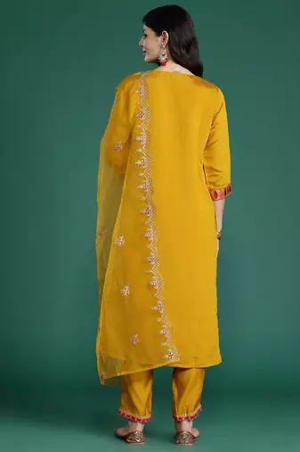 Women Ethnic Motifs Embroidered Gotta Patti Kurta with Trousers & Dupatta