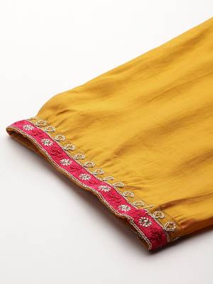 Women Ethnic Motifs Embroidered Gotta Patti Kurta with Trousers & Dupatta 8