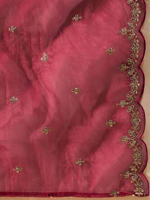 Ethnic Motifs Embroidered Gotta Patti Straight Kurta With Trousers & Dupatta 7