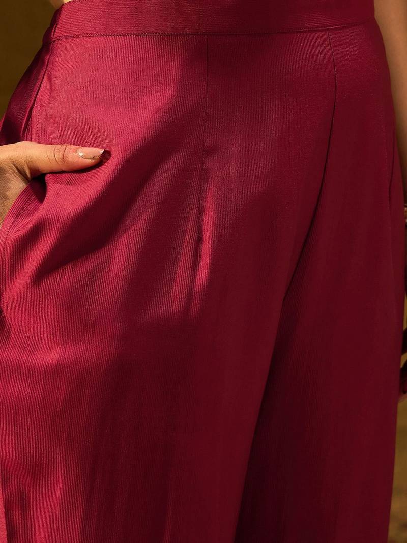 Ethnic Motifs Embroidered Thread Work Liva Straight Kurta With Trousers & Dupatta