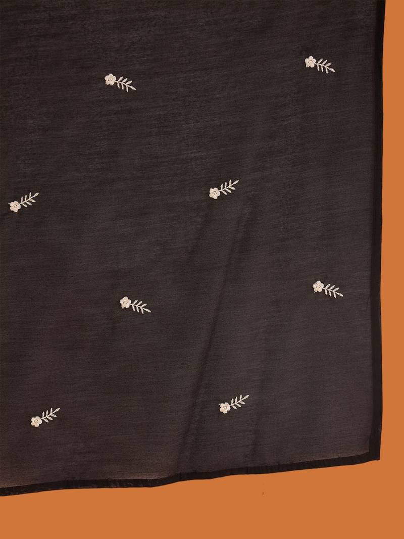 Floral Embroidered Straight Thread Work Kurta with Trousers & Dupatta