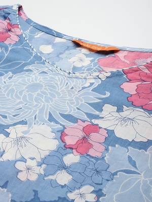 floral printed  cotton kurta with trousers & dupatta 2