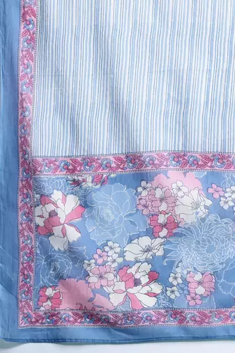 Floral Printed Pure Cotton Kurta With Trousers & Dupatta