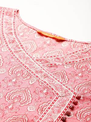 Ethnic Motifs Printed Angrakha Pure Cotton Kurta With Trousers & Dupatta 3