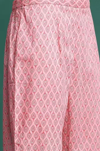 Ethnic Motifs Printed Angrakha Pure Cotton Kurta With Trousers & Dupatta
