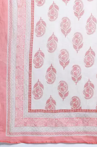 Ethnic Motifs Printed Angrakha Pure Cotton Kurta With Trousers & Dupatta