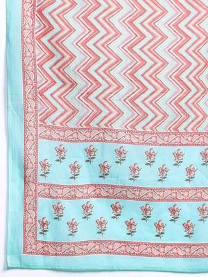 Floral Printed Pure Cotton Kurta With Trousers & Dupatta 5