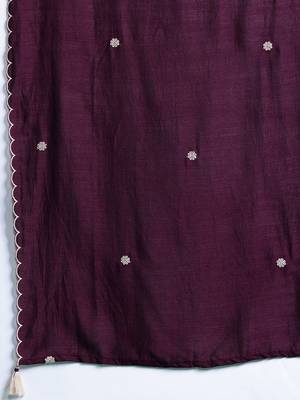 Floral Embroidered Sequinned Kurta With Trousers & Dupatta 5