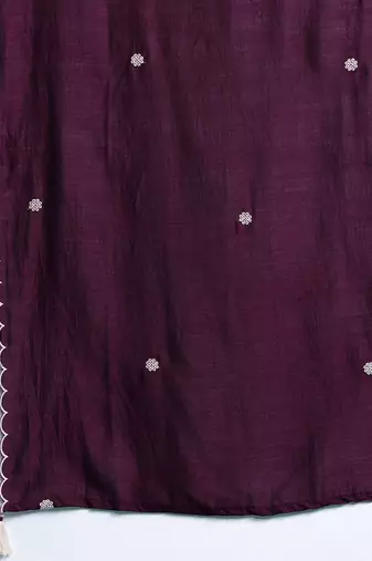 Floral Embroidered Sequinned Kurta With Trousers & Dupatta