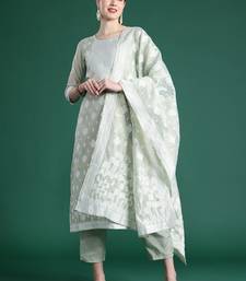 Woven Design Kurta With Trousers & Dupatta