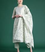 Woven Design Kurta With Trousers & Dupatta