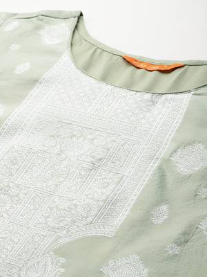 Woven Design Kurta With Trousers & Dupatta 2