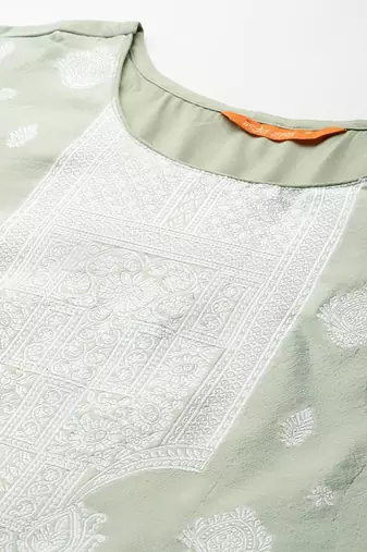 Woven Design Kurta With Trousers & Dupatta