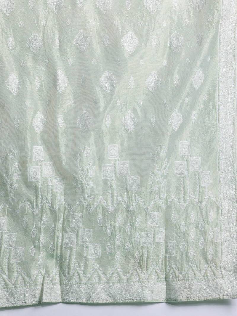 Woven Design Kurta With Trousers & Dupatta