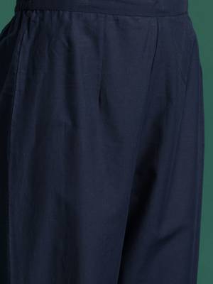Ethnic Motifs Printed Sequinned Pure Cotton Kurta With Trousers & Dupatta 4