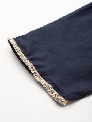 Ethnic Motifs Printed Sequinned Pure Cotton Kurta With Trousers & Dupatta 9