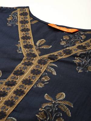 floral printed  cotton kurta with trousers & dupatta 2