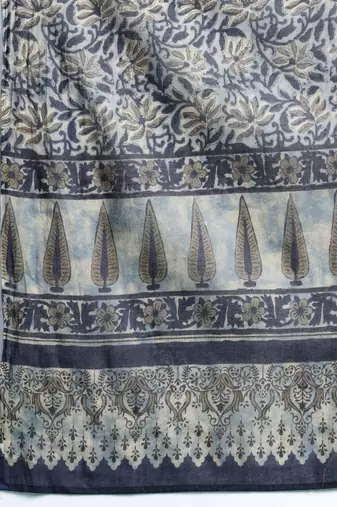 Floral Printed Pure Cotton Kurta With Trousers & Dupatta
