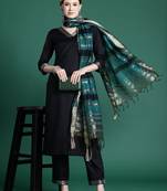 Yoke Design Zari Pure Cotton Kurta With Trousers & Dupatta
