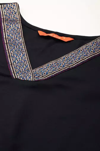 Yoke Design Zari Pure Cotton Kurta With Trousers & Dupatta