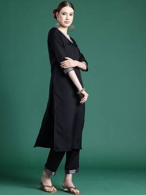 Yoke Design Zari Pure Cotton Kurta With Trousers & Dupatta 6