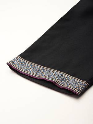 Yoke Design Zari Pure Cotton Kurta With Trousers & Dupatta 8