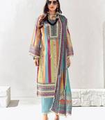 Women Ethnic Motifs Printed Regular Thread Work Kurta Trousers With Dupatta