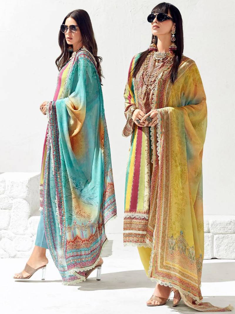 Women Ethnic Motifs Printed Regular Thread Work Kurta Trousers With Dupatta