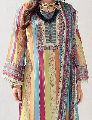 Women Ethnic Motifs Printed Regular Thread Work Kurta Trousers With Dupatta 6