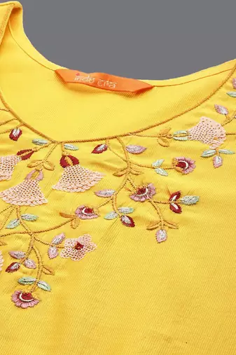 Floral Embroidered Regular Sequinned Liva Kurta with Palazzos & With Dupatta