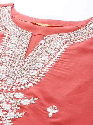 Floral Embroidered Regular Sequinned Kurta With Trousers & Dupatta 3