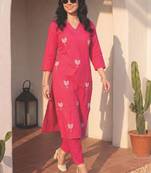 Women Floral Embroidered Regular Pure Cotton Kurta with Trousers