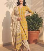 Women Ethnic Motifs Printed Regular Pure Cotton Kurta with Salwar & With Dupatta