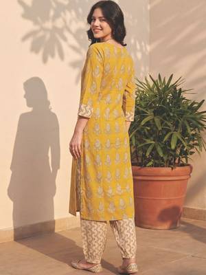 Women Ethnic Motifs Printed Regular Pure Cotton Kurta with Salwar & With Dupatta 4