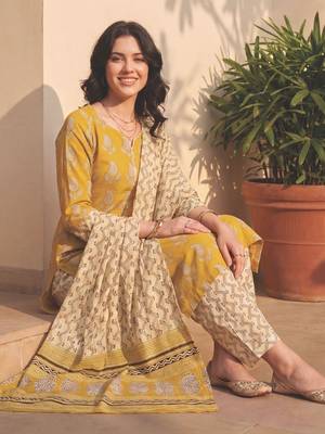 Women Ethnic Motifs Printed Regular Pure Cotton Kurta with Salwar & With Dupatta 5