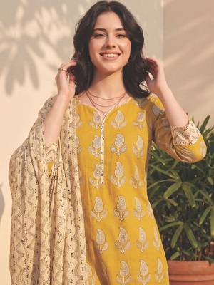 Women Ethnic Motifs Printed Regular Pure Cotton Kurta with Salwar & With Dupatta 6