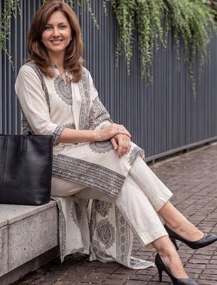 Women Ethnic Motifs Printed Regular Pure Cotton Kurta with Trousers & With Dupatta 1