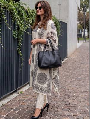 Women Ethnic Motifs Printed Regular Pure Cotton Kurta with Trousers & With Dupatta 4