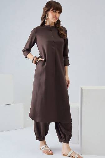 women regular  cotton kurta with harem pants