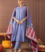 Ethnic Motifs Embroidered Sequinned Pure Cotton Kurta With Trousers & Dupatta