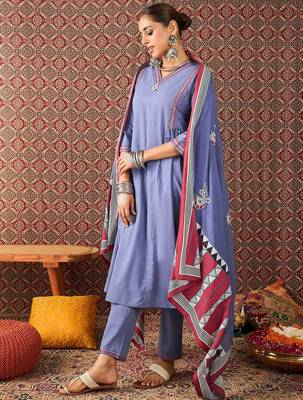 Ethnic Motifs Embroidered Sequinned Pure Cotton Kurta With Trousers & Dupatta 3